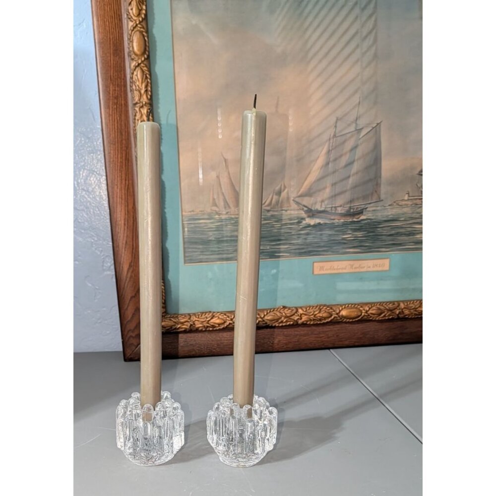 Kosta Boda Goran Warff Crystal Votive Candle Holders Set of 2 - Picture 16 of 16